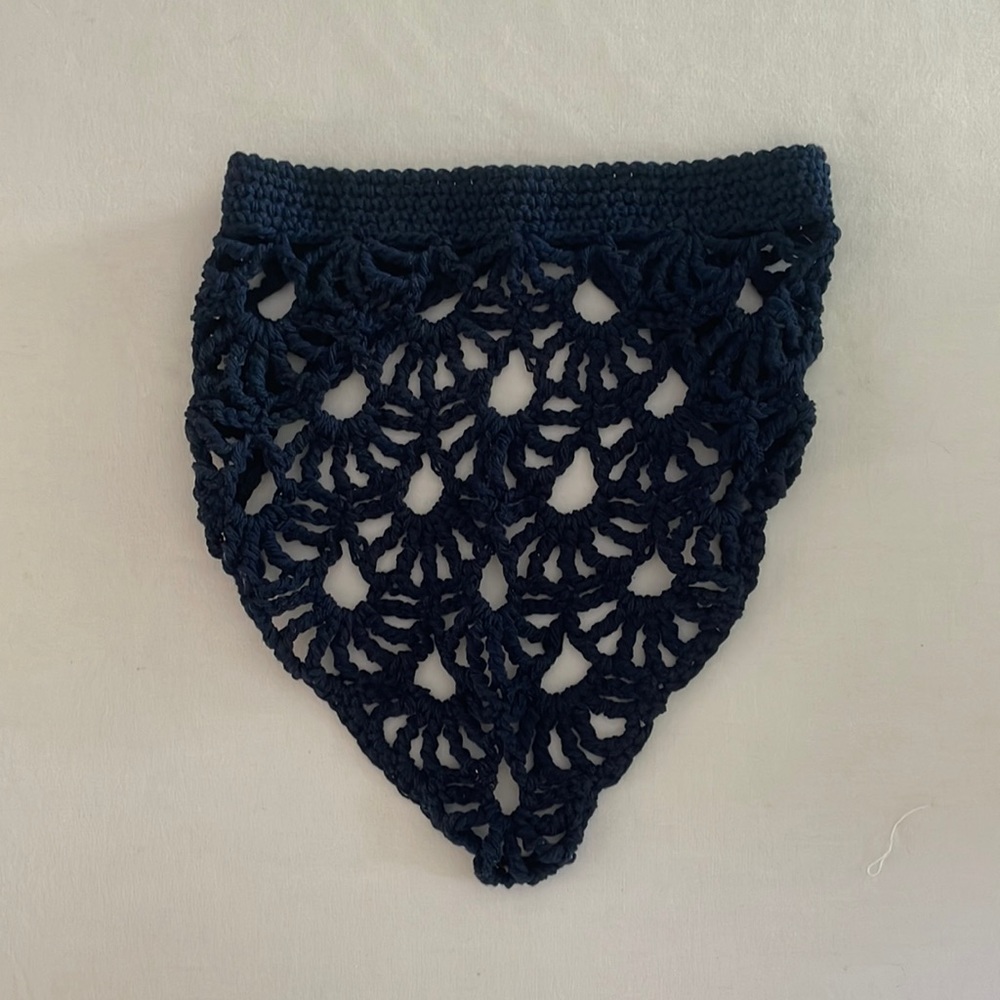 Handmade Navy Blue Crochet Kerchief